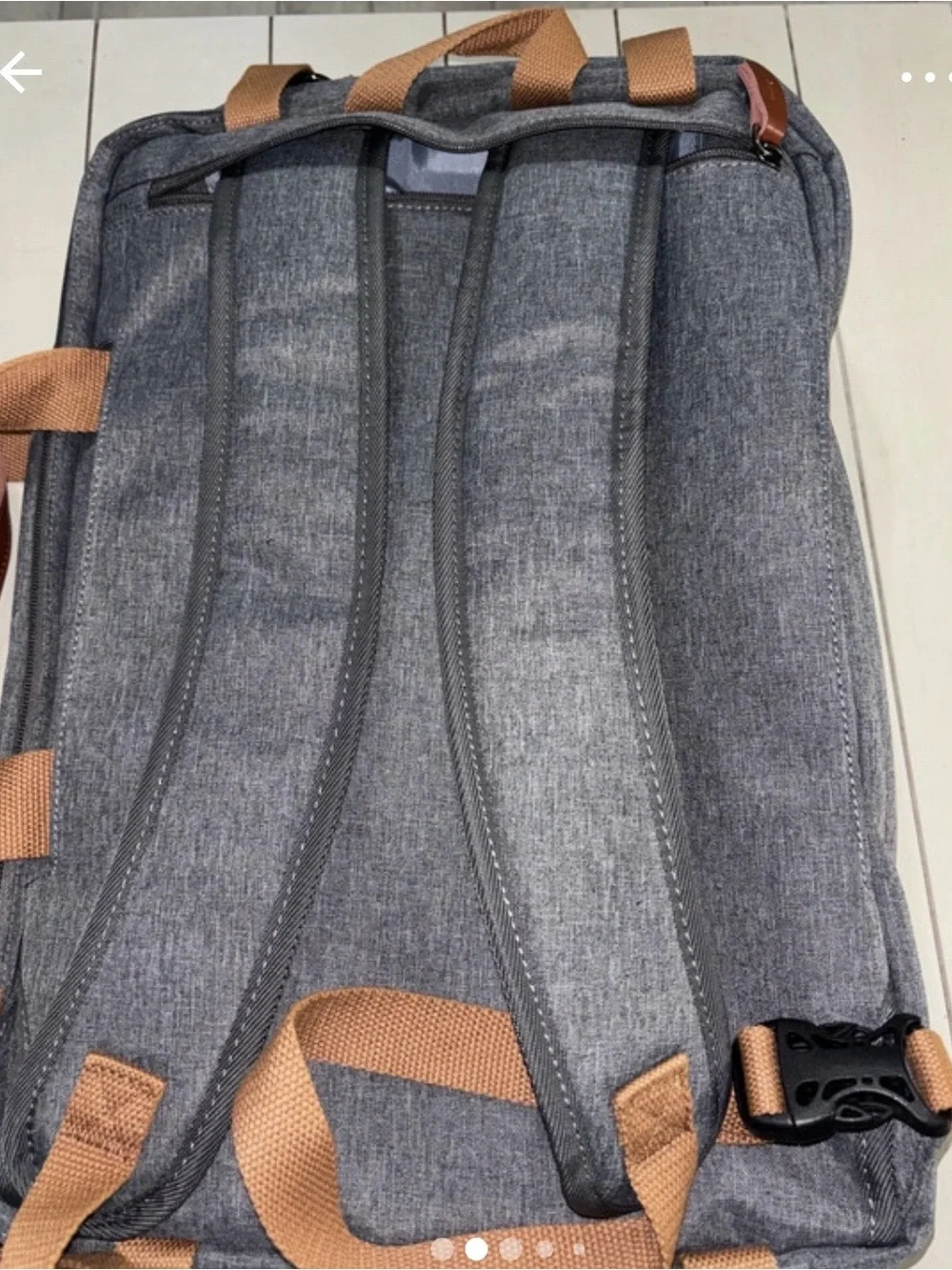 Gray Canvas Weekender Bag with Brown Accents